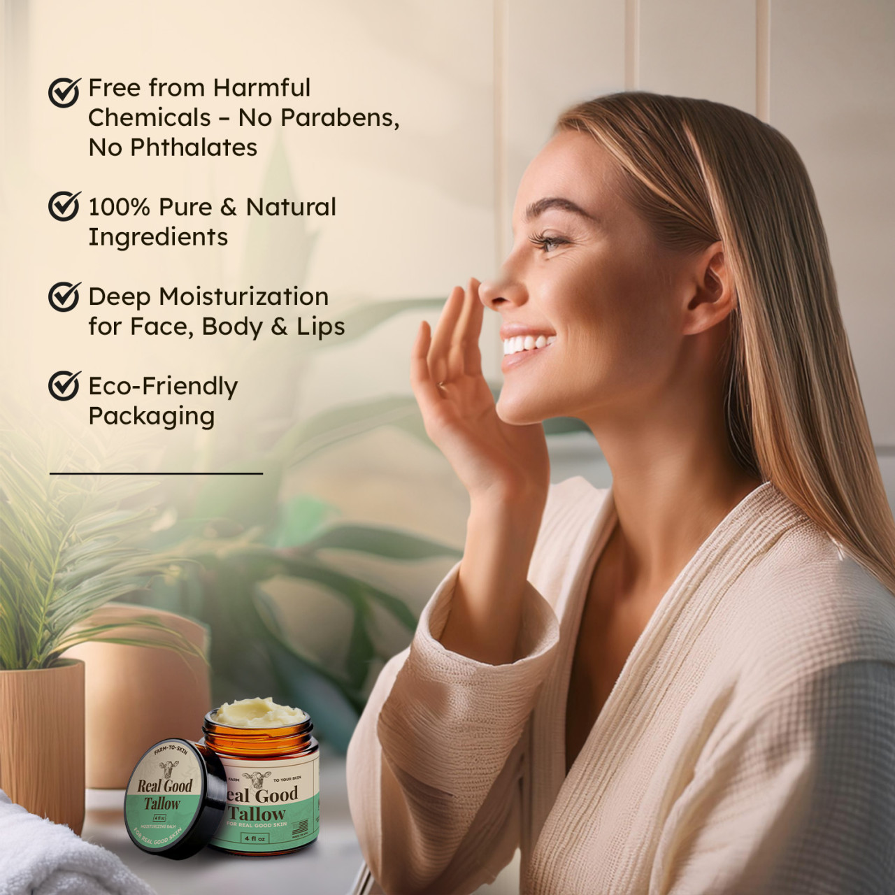 Whipped Beef Tallow Face Cream, Moisturizer